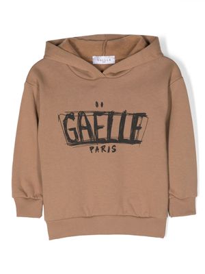Gaelle Paris Kids logo-print cotton hoodie - Brown