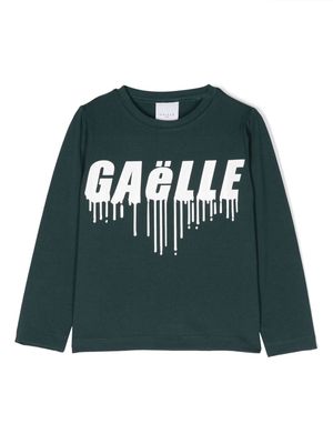 Gaelle Paris Kids logo-print cotton sweatshirt - Green