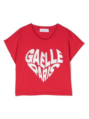 Gaelle Paris Kids logo-print cotton T-shirt - Red