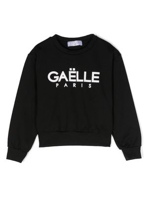 Gaelle Paris Kids logo-print drop-shoulder sweatshirt - Black