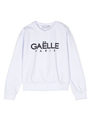 Gaelle Paris Kids logo-print drop-shoulder sweatshirt - White