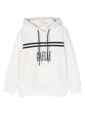 Gaelle Paris Kids logo-print jersey hoodie - White