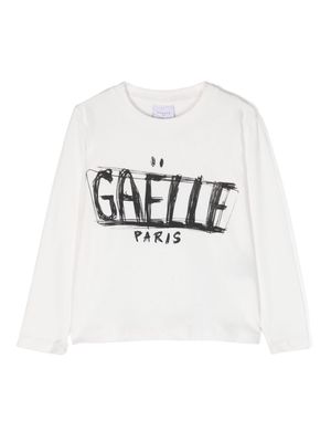 Gaelle Paris Kids logo-print jersey T-shirt - White