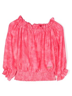 Gaelle Paris Kids off-shoulder snake-print blouse - Pink