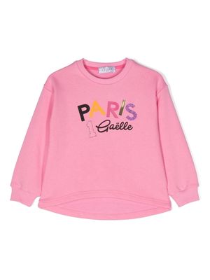 Gaelle Paris Kids Paris logo-print jersey sweatshirt - Pink