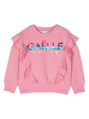 Gaelle Paris Kids ruffled logo-print sweatshirt - Pink