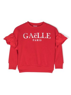 Gaelle Paris Kids ruffled logo-print sweatshirt - Red
