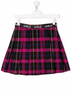 Gaelle Paris Kids TEEN logo check skirt - Pink