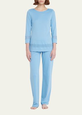 Gaia Lace-Inset Cotton Pajama Set