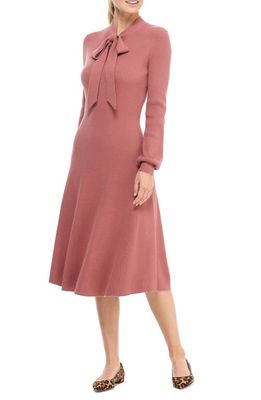 Gal Meets Glam Collection Brianna Tie Neck Long Sleeve Sweater Dress in Rich Pink