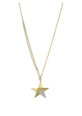 Galactic 14K Yellow Gold & 0.62 TCW Diamond Star Pendant Necklace
