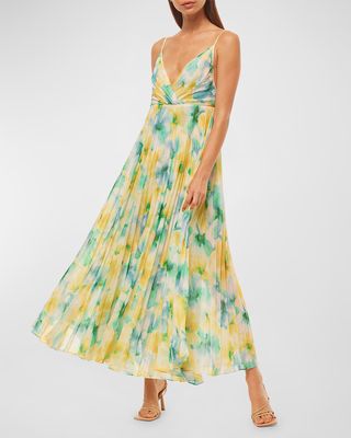 Galeta Tie-Back Floral Pleated Midi Dress