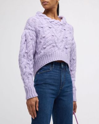 Galiona Cable-Knit Alpaca-Blend Crop Sweater