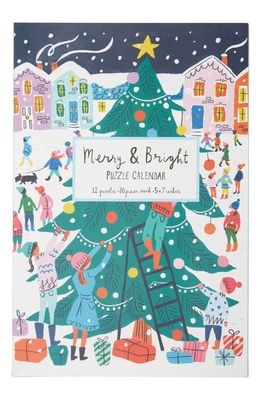 galison Louise Cunningham Merry & Bright 12 Days of Christmas Advent Puzzle Calendar