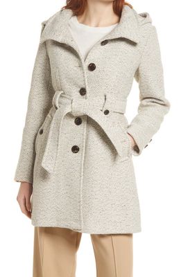 Gallery Belted Hooded A-Line Coat in Oatmeal 