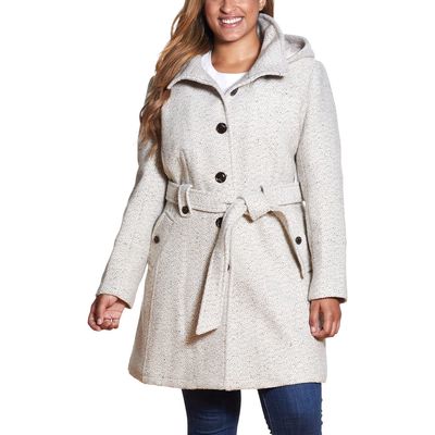 Gallery Belted Hooded Coat in Oatmeal 