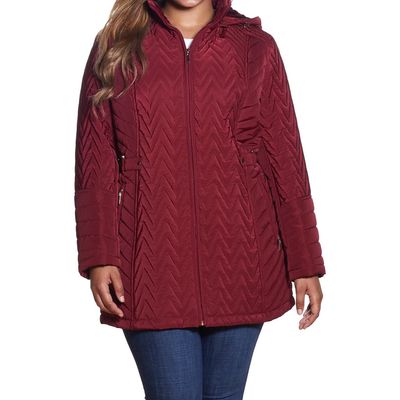 Gallery Chevron Quilt Jacket in Merlot 