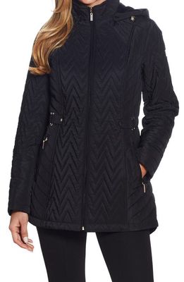 Gallery Hooded Quilted Jacket in Black 