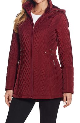 Gallery Hooded Quilted Jacket in Merlot 