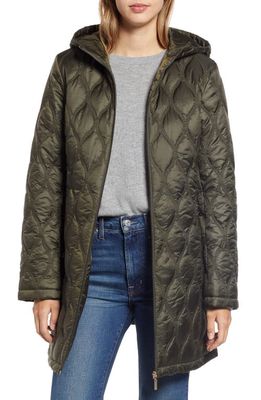 Gallery Quilted Water Resistant Coat in Deep Olive 