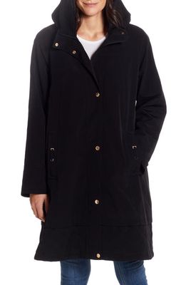 Gallery Water Resistant Hooded Rain Coat in Black