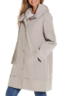 Gallery Water Resistant Hooded Rain Coat in Pebble 