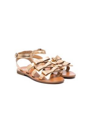 Gallucci Kids bow-detailed leather sandals - Gold