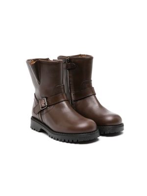Gallucci Kids buckled leather biker boots - Brown
