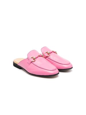 Gallucci Kids calf-leather almond-toe mules - Pink