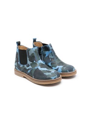 Gallucci Kids camouflage-print leather ankle boots - Blue
