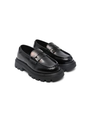 Gallucci Kids chunky leather penny loafers - Black