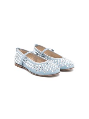 Gallucci Kids crystal-embellished ballerina shoes - Blue