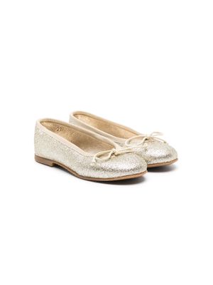 Gallucci Kids glittered leather ballerina shoes - Gold