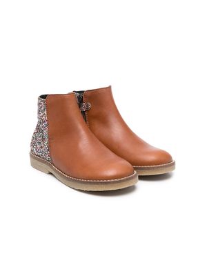 Gallucci Kids glittered-panel ankle boots - Brown