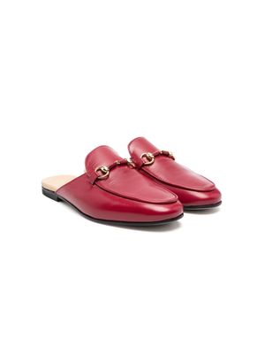 Gallucci Kids horsebit-detail leather slippers - Red