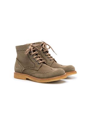 Gallucci Kids lace-up suede brogue boots - Brown