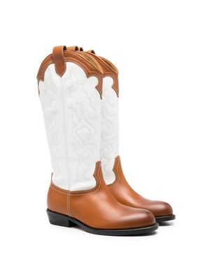 Gallucci Kids panelled leather cowboy boots - Brown