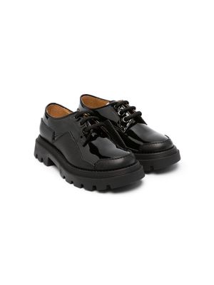 Gallucci Kids patent-finish lace-up shoes - Black