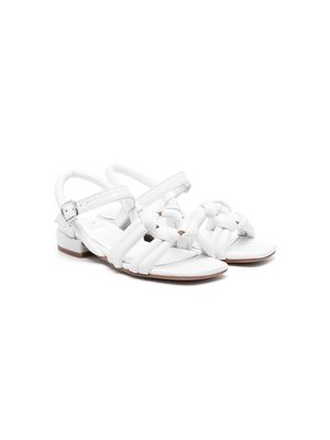 Gallucci Kids ring-detailed leather sandals - White