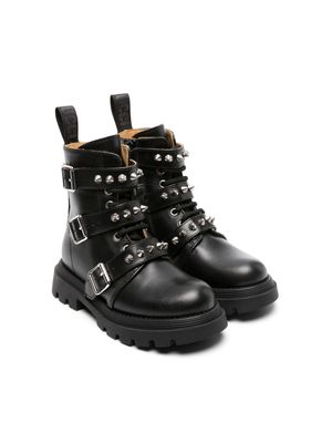 Gallucci Kids Rockstud-detail leather boots - Black
