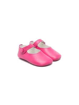Gallucci Kids scallop-trim leather ballerina shoes - Pink