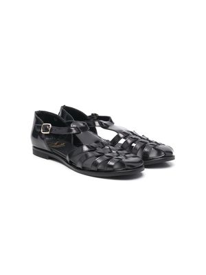 Gallucci Kids side-buckle flat sandals - Black