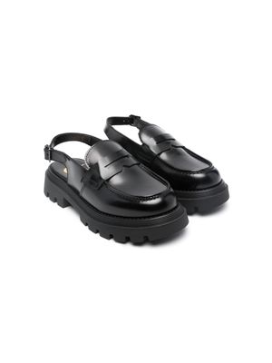 Gallucci Kids slingback leather loafers - Black