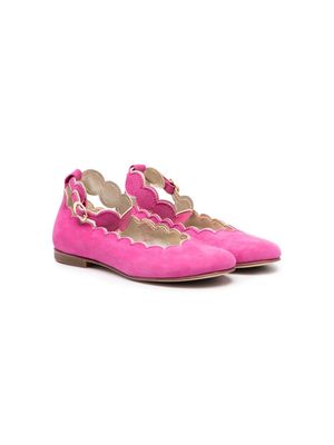 Gallucci Kids suede leather ballerina shoes - Pink