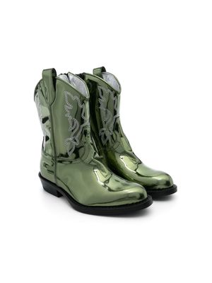 Gallucci Kids Texan foiled boots - Green
