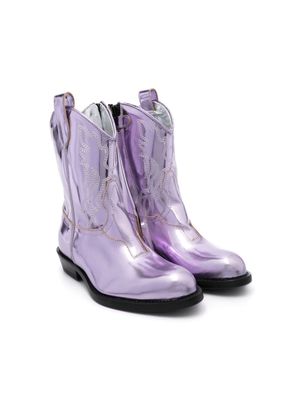 Gallucci Kids Texan foiled boots - Purple