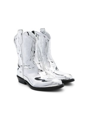 Gallucci Kids Texan foiled boots - Silver