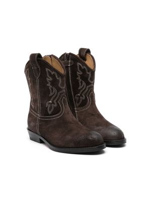 Gallucci Kids Texan leather ankle boots - Brown