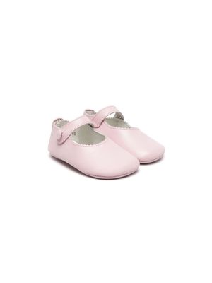 Gallucci Kids zigzag-edge leather ballerina shoes - Pink