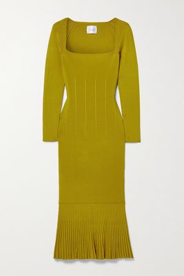 Galvan - Atalanta Ribbed-knit Midi Dress - Yellow
